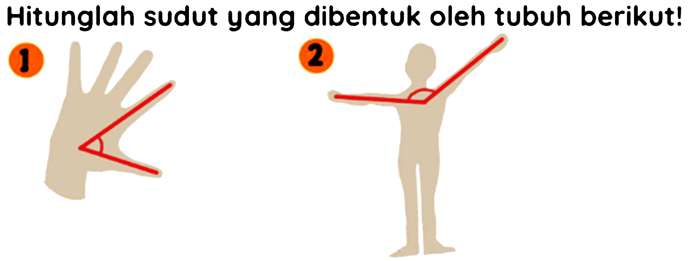 Hitunglah sudut yang dibentuk oleh tubuh berikut!