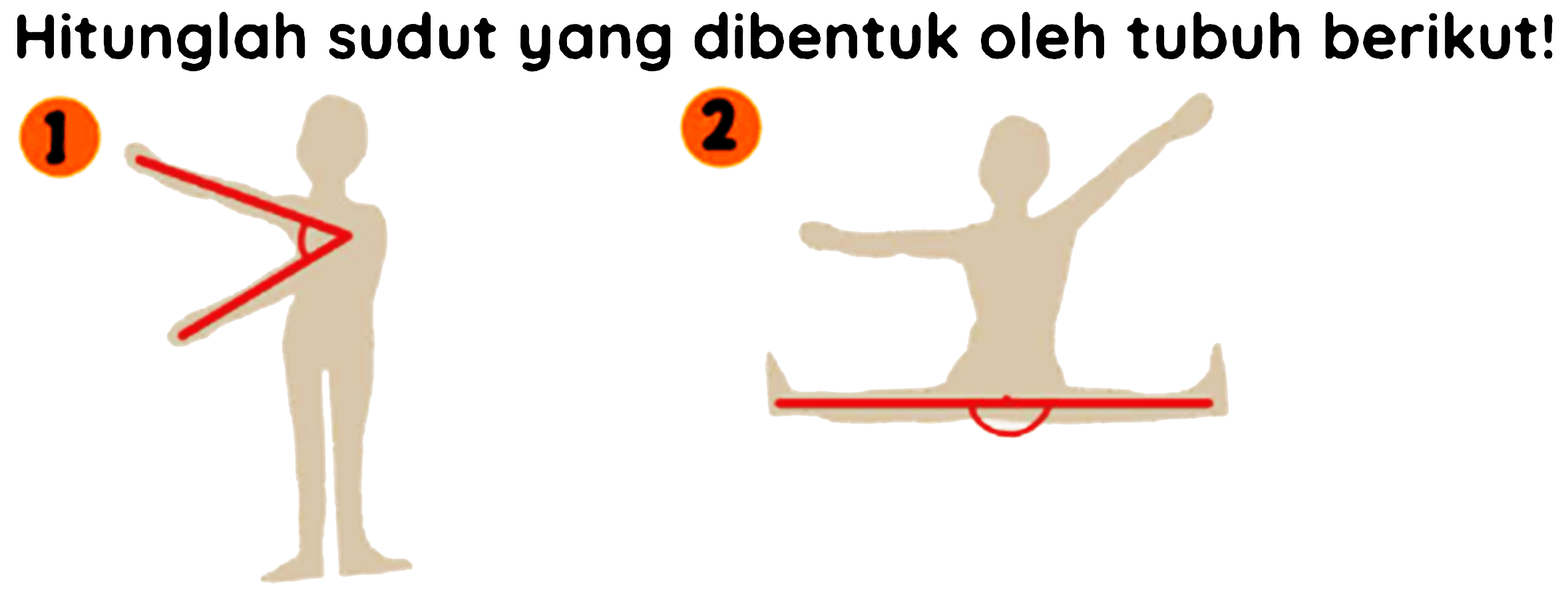 Hitunglah sudut yang dibentuk oleh tubuh berikut!
1