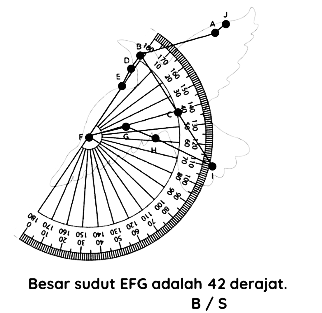 Besar sudut EFG adalah 42 derajat.
B / S