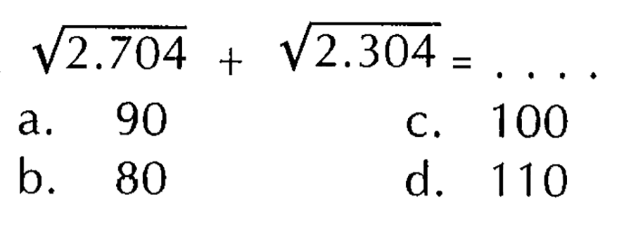 akar(2.704) + akar(2.304) = ....