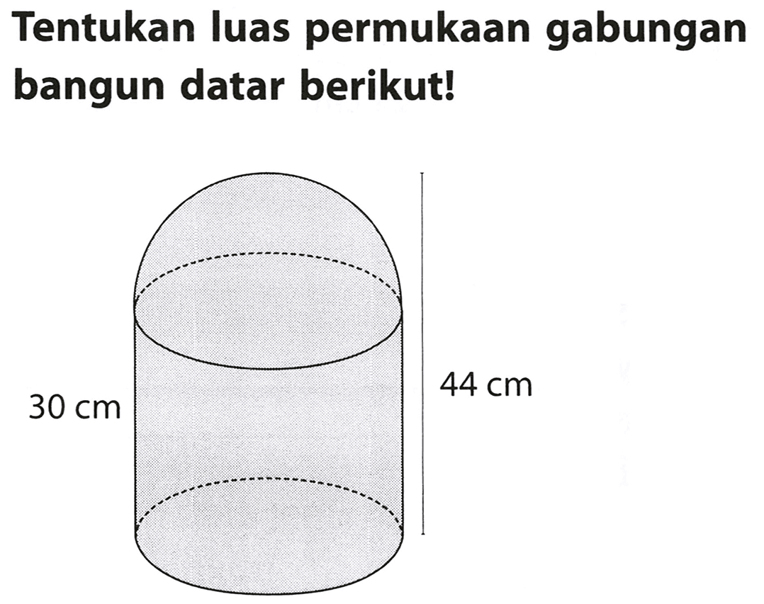 Tentukan luas permukaan gabungan bangun datar berikut!