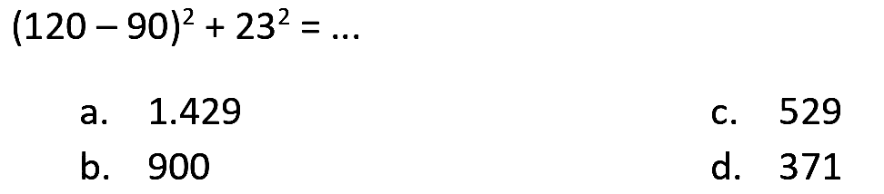 
(120-90)^2 + 23^2=...

