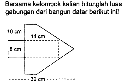 Bersama kelompok kalian hitunglah luas gabungan dari bangun datar berikut ini!