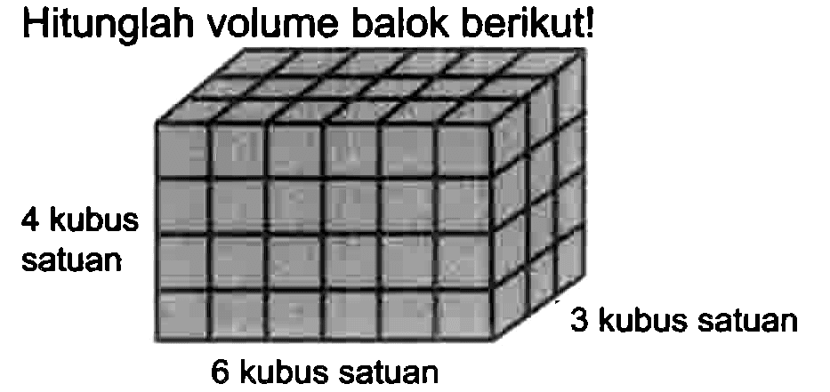 Hitunglah volume balok berikut!
6 kubus satuan