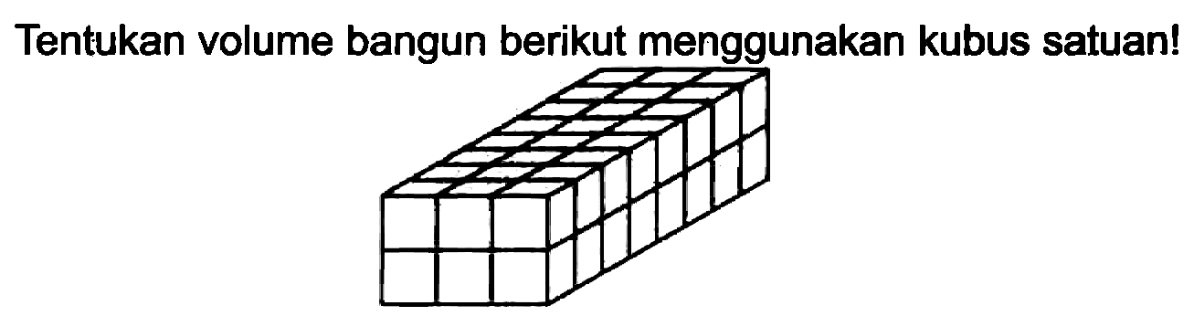 Tentukan volume bangun berikut menggunakan kubus satuan!