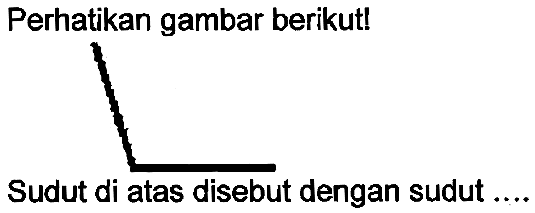 Perhatikan gambar berikut!
Sudut di atas disebut dengan sudut