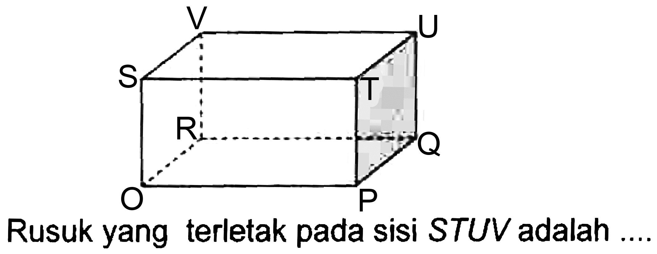 PQRO TUVS 
Rusuk yang terletak pada sisi STUV adalah