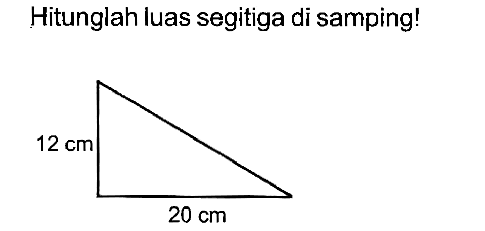 Hitunglah luas segitiga di samping!