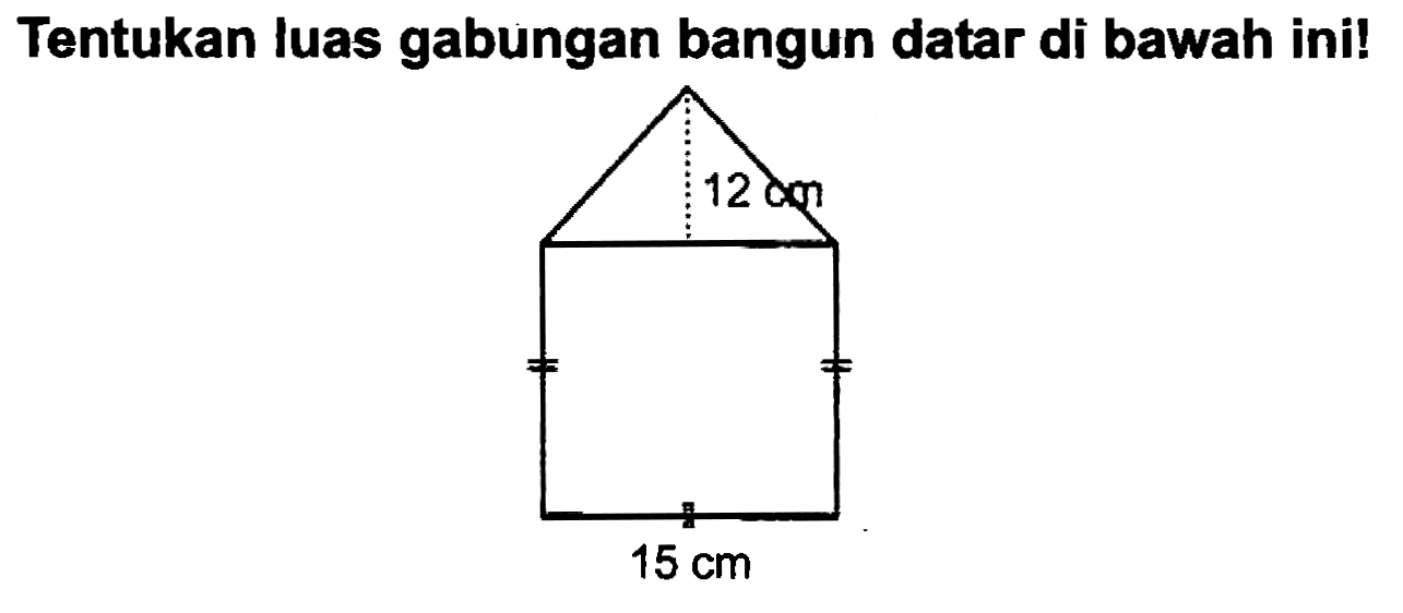 Tentukan luas gabungan bangun datar di bawah ini!
 15 cm 