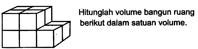 Hitunglah volume bangun ruang berikut dalam satuan volume.