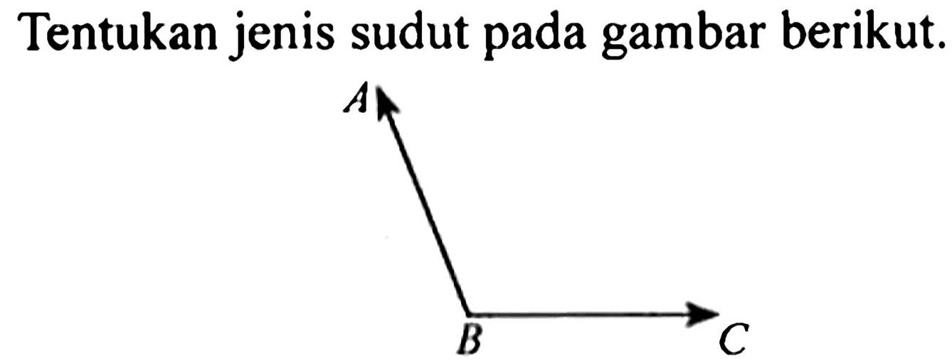 Tentukan jenis sudut pada gambar berikut.