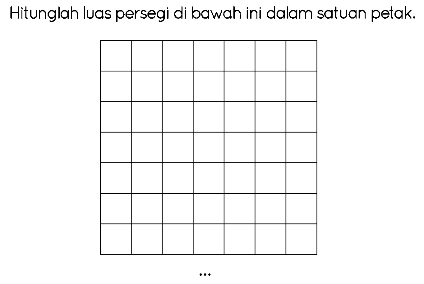 Hitunglah luas persegi di bawah ini dalam satuan petak.