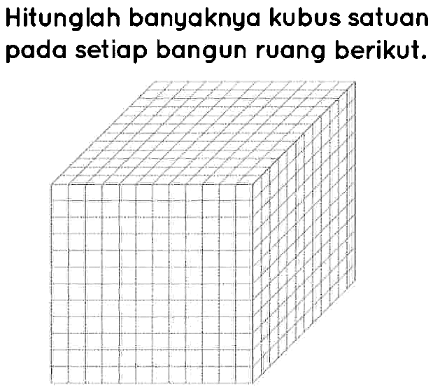 Hitunglah banyaknya kubus satuan pada setiap bangun ruang berikut.