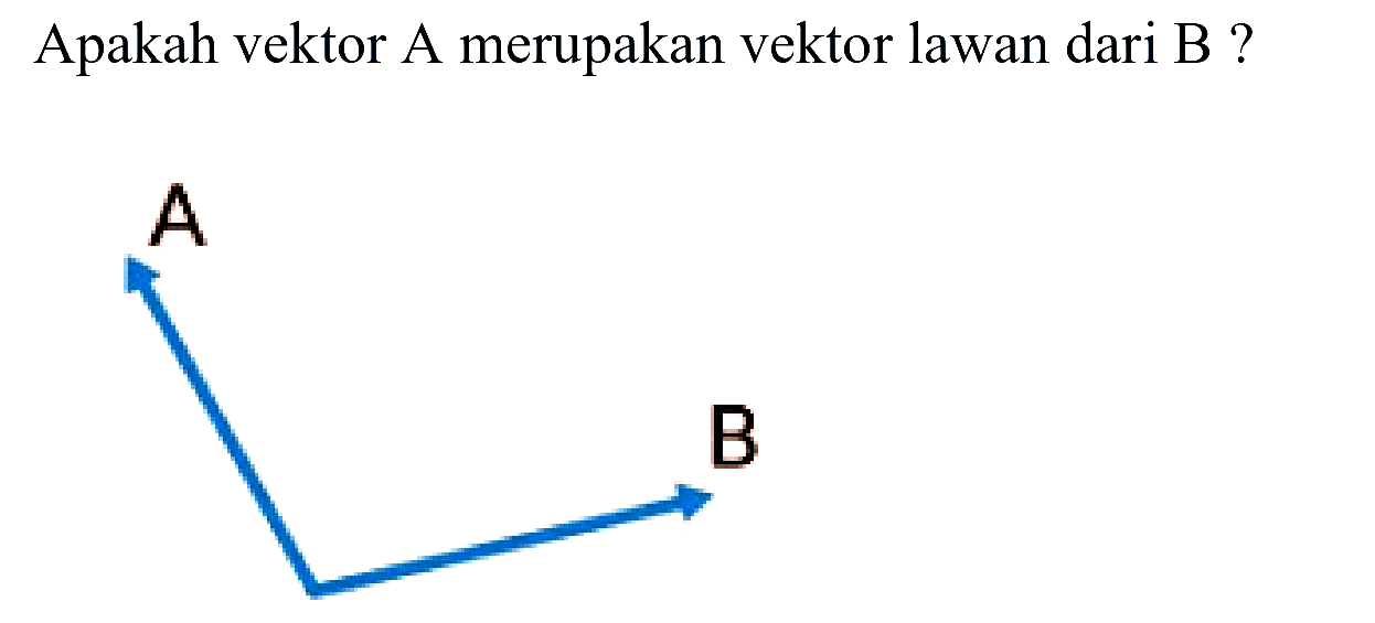 Apakah vektor A merupakan vektor lawan dari B ? 
A B