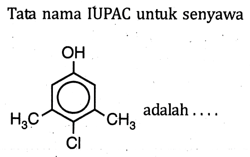 Tata nama IUPAC untuk senyawa         OH           | H3C - Cl - CH3 adalah .... 