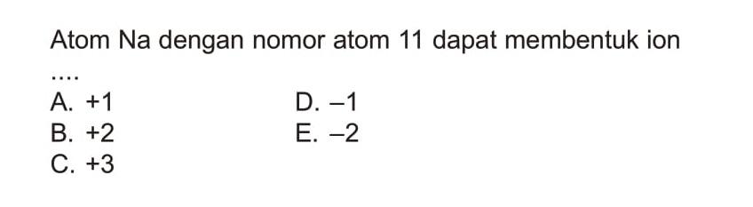 Atom Na dengan nomor atom 11 dapat membentuk ion ...