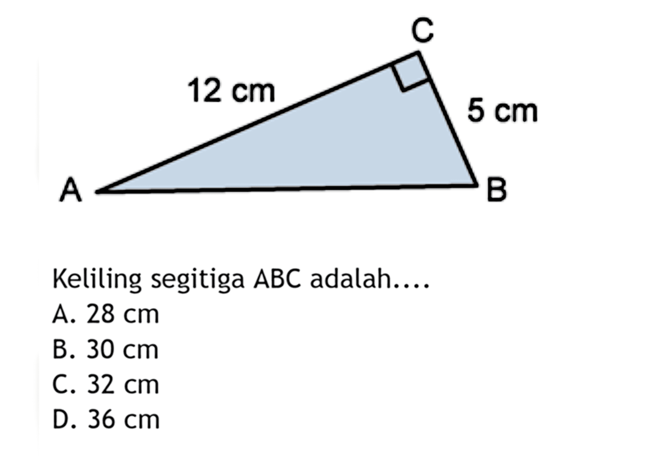 Keliling segitiga ABC adalah....