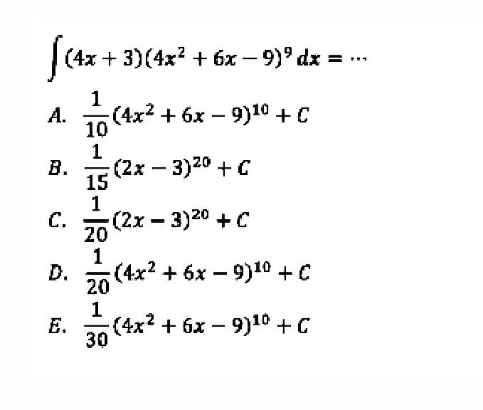 integral (4x+3)(4x^2+6x-9)^9 dx= ...