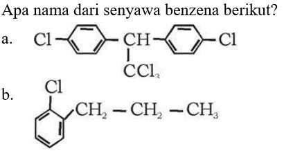 Apa nama dari senyawa benzena berikut?
Cl CH Cl CCl2
Cl CH2 CH2 CH3
