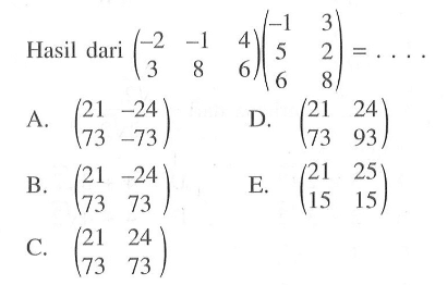 Hasil dari (-2 -1 4 3 8 6)(-1 3 5 2 6 8)=...