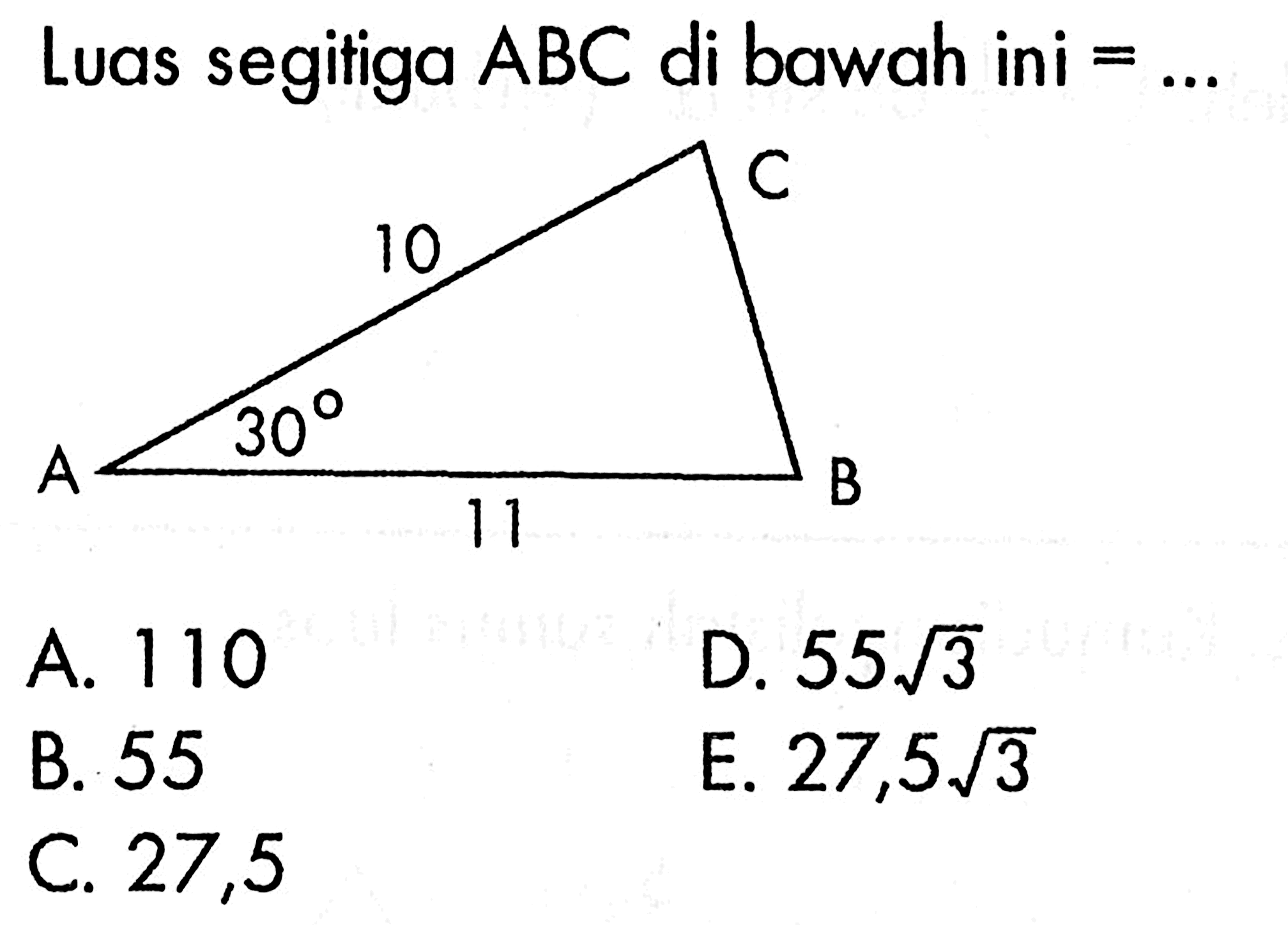 Luas segitiga ABC di bawah ini= ...