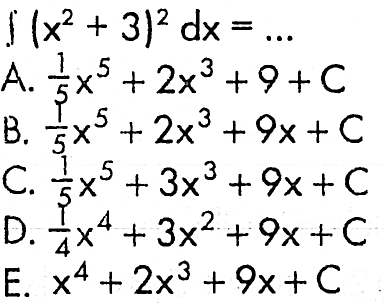 integral (x^2+3)^2 dx=....