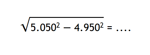 akar(5.050^2 - 4.950^2) =...