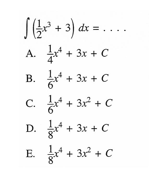 integral (1/2x^3+3) dx=.... 