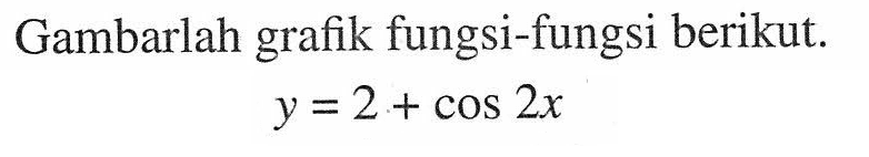 Gambarlah grafik fungsi-fungsi berikut.y=2+cos 2x