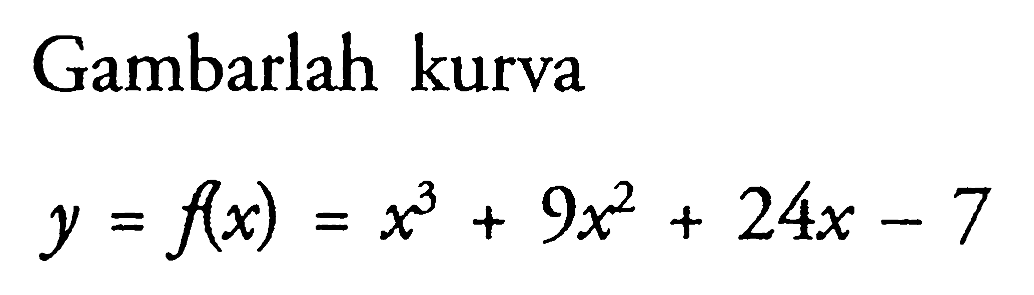 Gambarlah kurvay=f(x)=x^3+9x^2+24x-7