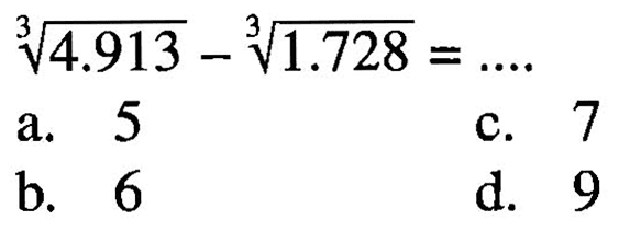 4.913^(1/3) - 1.728^(1/3) = ....