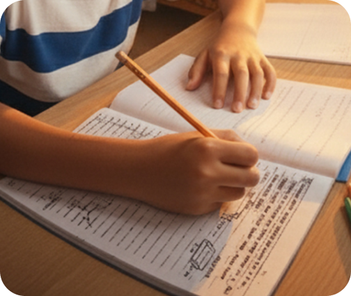 Child solving on paper